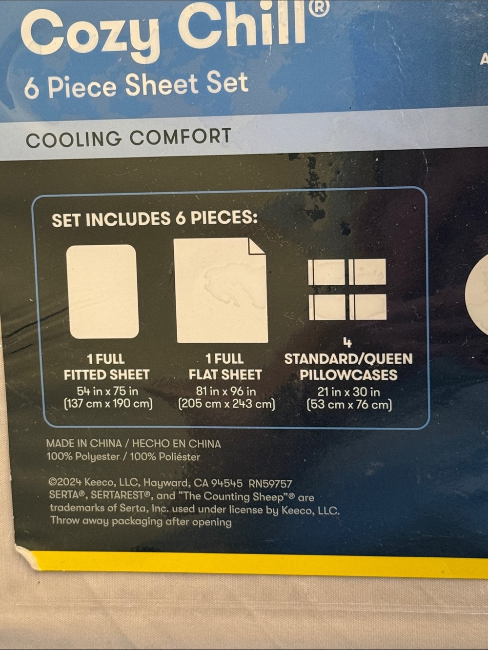 Serta Cozy Chill Full 6-Piece Sheet Set - Tan. - Picture 7 of 10